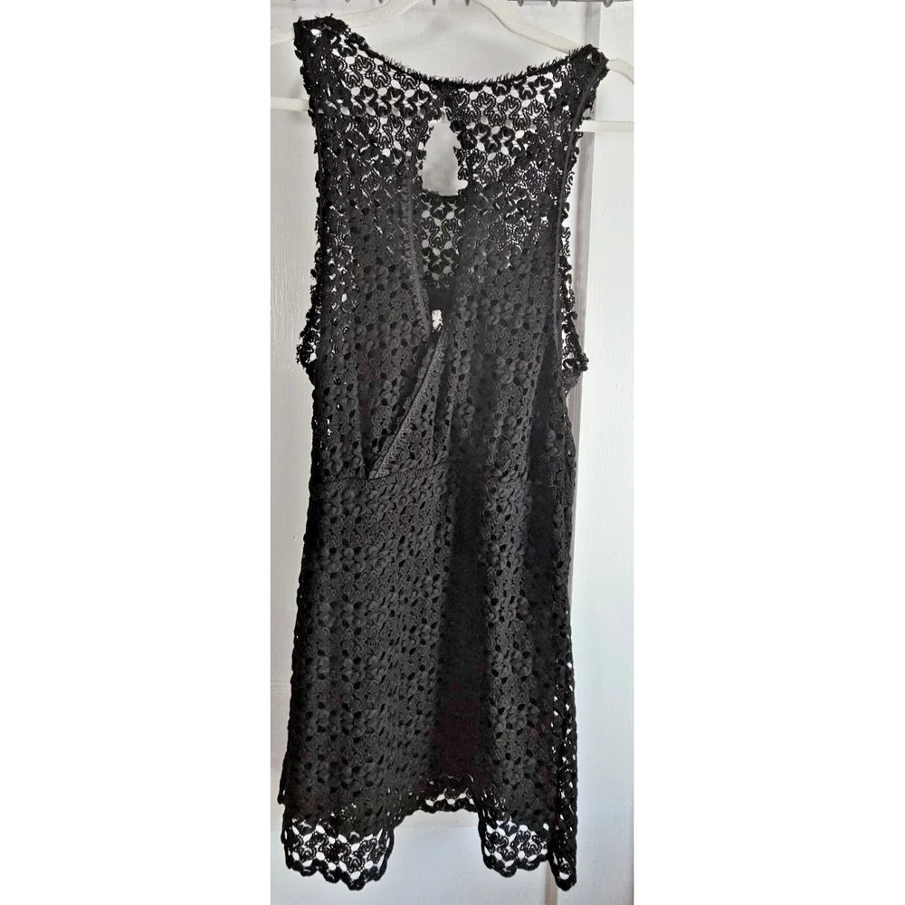 FREE PEOPLE black lace overlay lined‎ cut out dress Sz XS - Picture 2 of 9